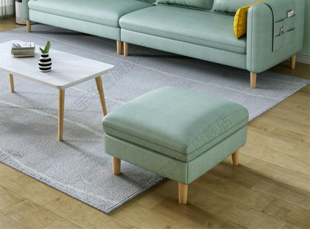 沙发客厅三四人位直排乳胶科技布现代出租房用 【雾霾蓝】-透气纳米