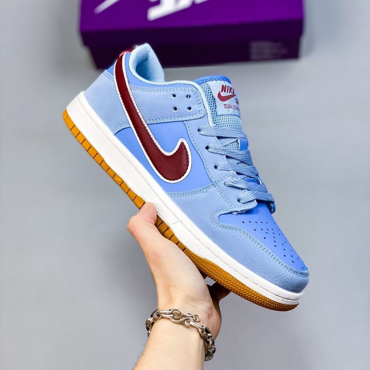 新纯原dunksb蓝色泡泡糖费城人复古低帮男女情侣同款运