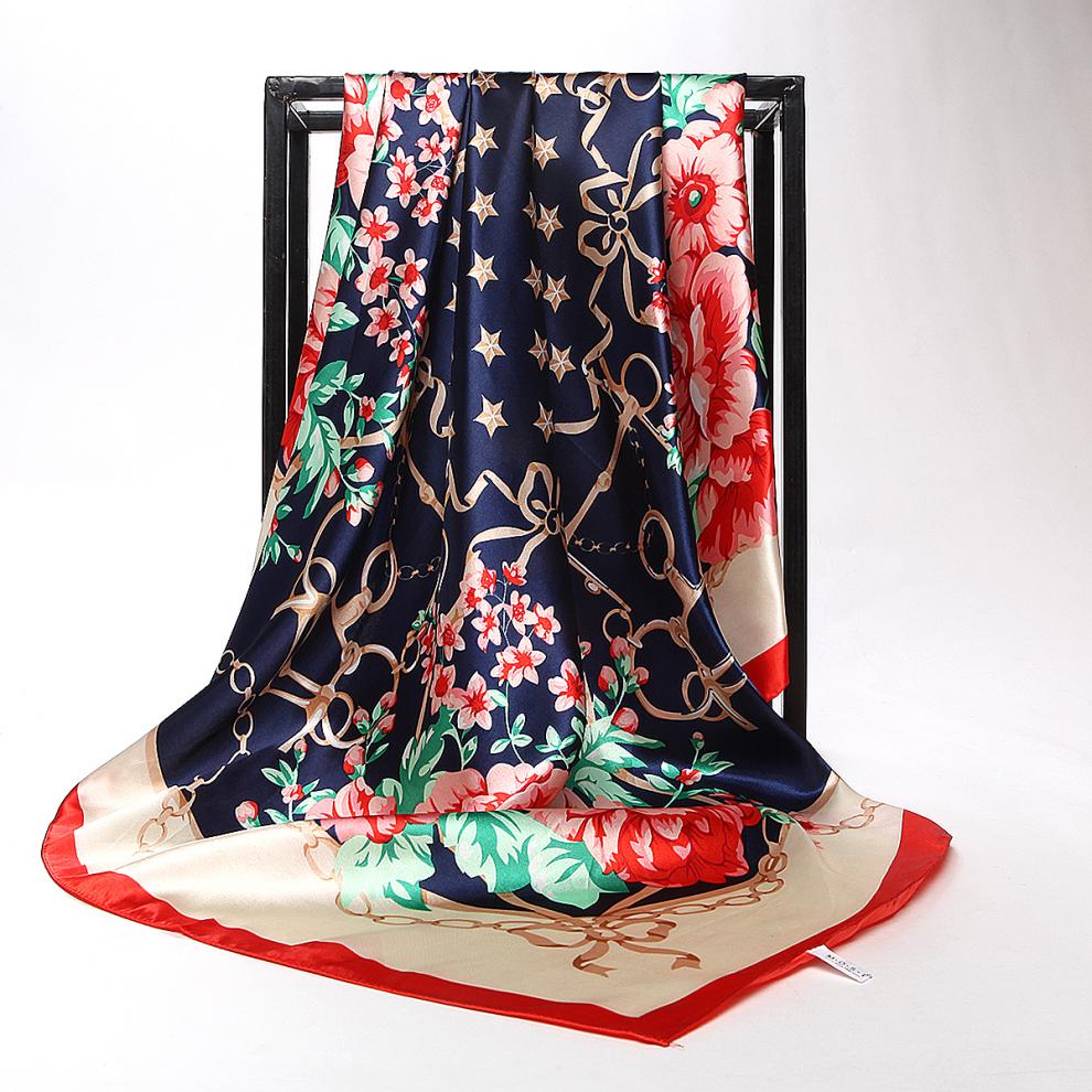 青衣麻相杭州特产丝绸围巾女士丝巾青花瓷风丝绸空调披肩绸缎面大方巾