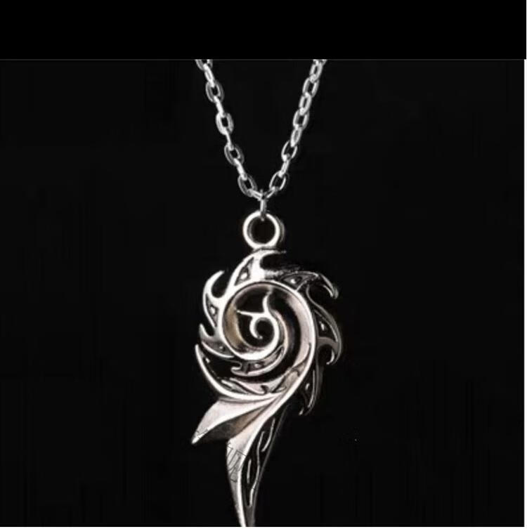 男生项链个性潮流火焰银同款街头感设计 火焰项链80cm珍珠链【图片