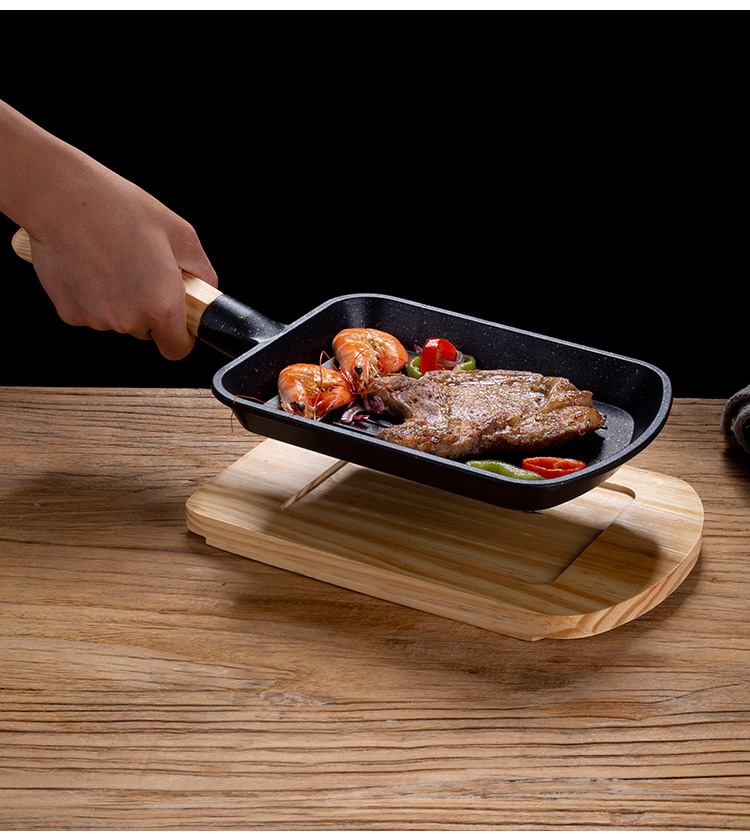 韩式铝制不粘烧烤盘 韩式烤盘商用铝合金带把铁板锅铁锹烤肉盘戳子烧