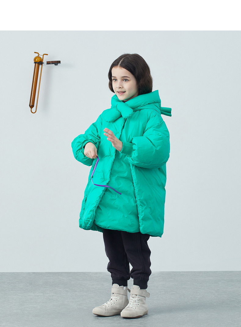 jnby by jnby江南布衣童装冬新款可爱小角帽长羽绒服 322亮绿 140cm