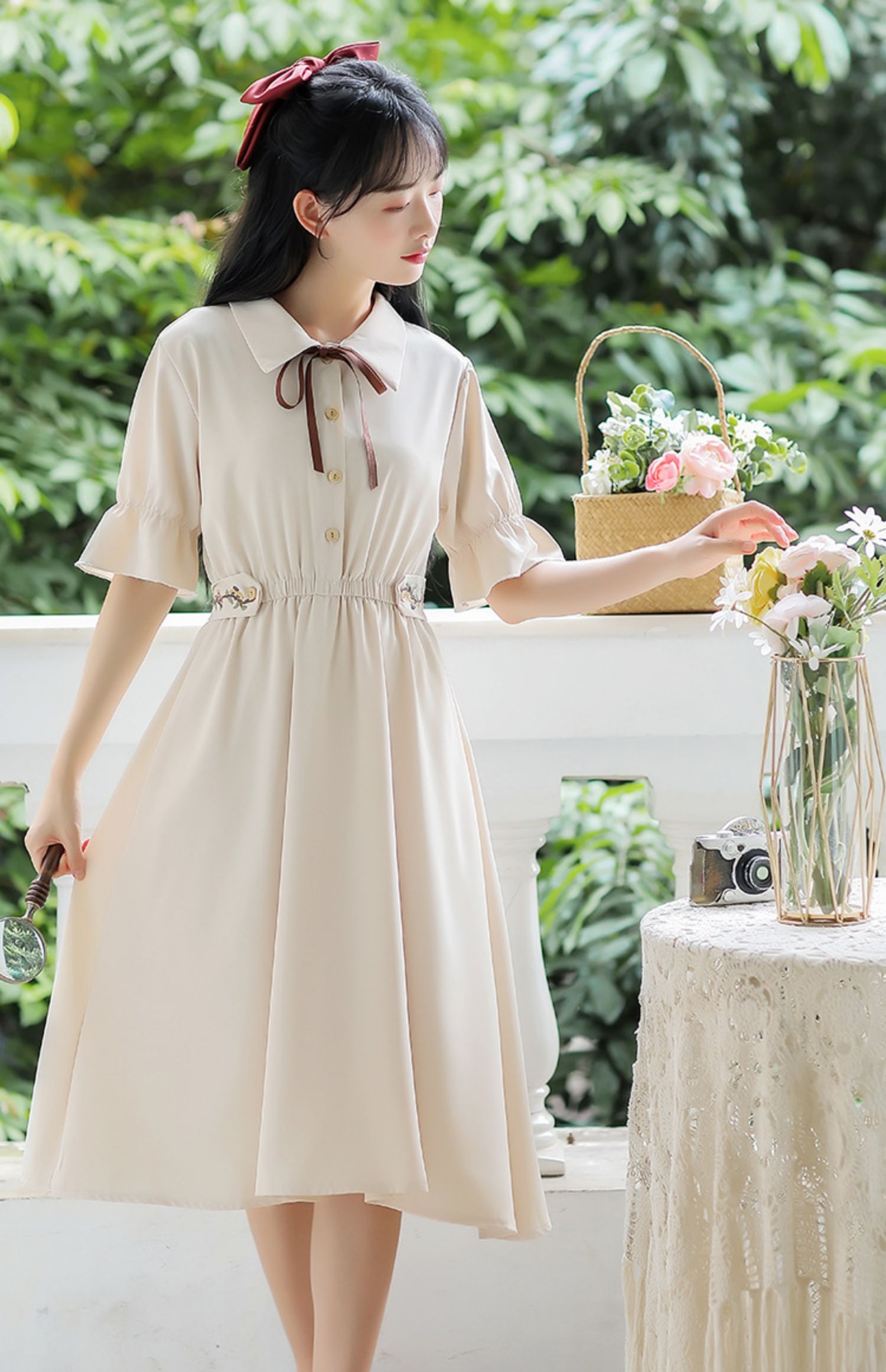 女生森系连衣裙女装春夏季2022新款超仙女裙子气质长裙小个子杏色s