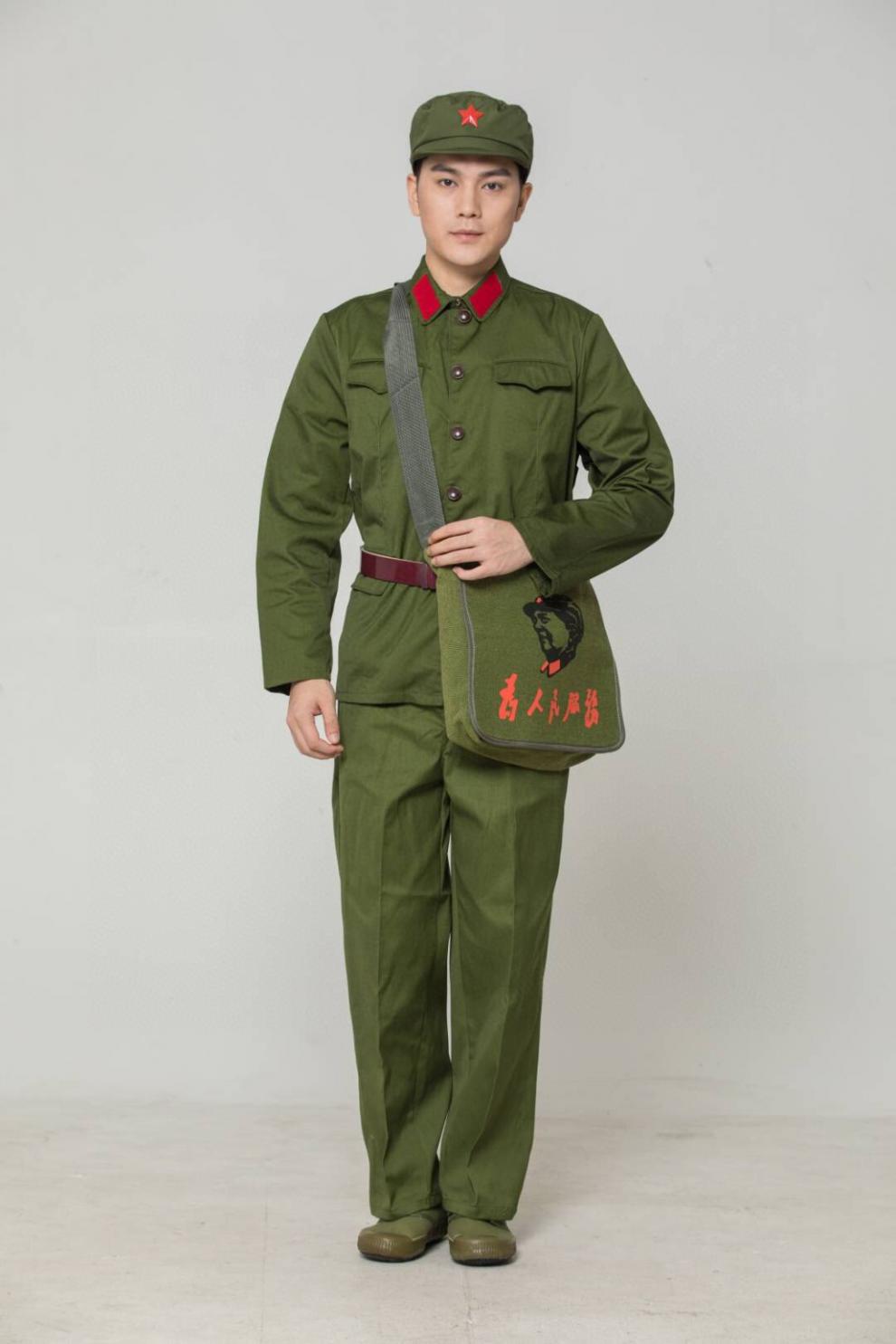 军绿迷彩服正品套装军绿65老式士兵65式军干服装老式军绿五角星演出服