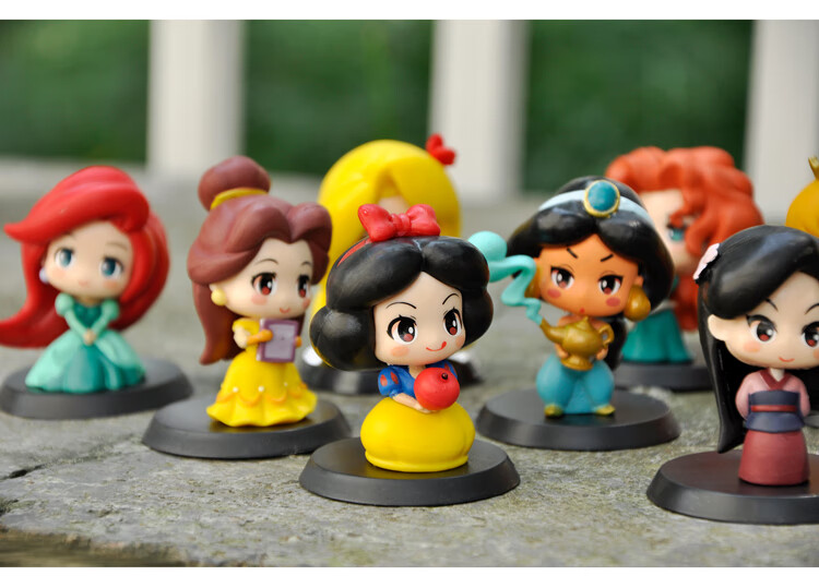 盲盒可爱卡通人偶摆件桌面蛋糕装饰礼盒q版迪士尼公主粉色礼盒带灯