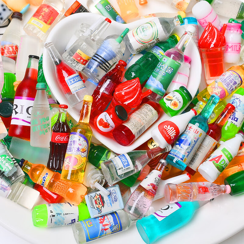 仿真迷你小瓶子 树脂饮料瓶酒瓶 可爱玩具模型摆件 diy手机壳配件