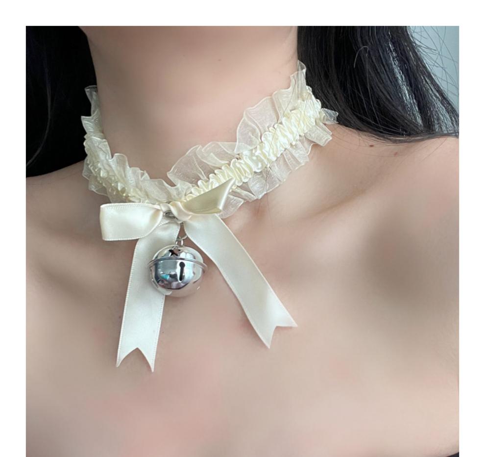 liyan颈环项圈女圣诞铃铛m吊坠黑色蕾丝choker脖子颈带小女仆情趣项链