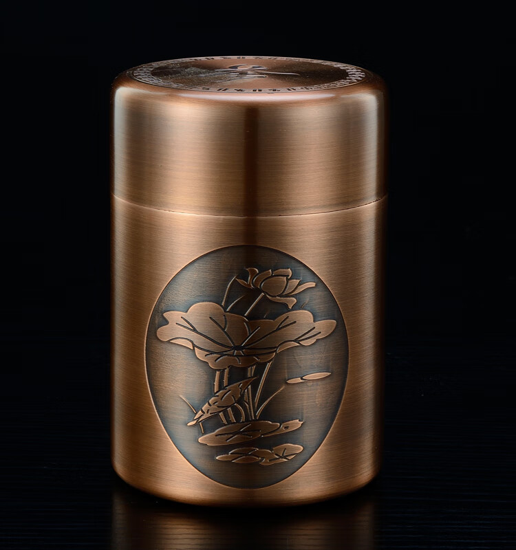 2022新品纯铜茶叶罐精品茶罐金属茶叶罐加厚古典紫铜储茶罐复古茶仓