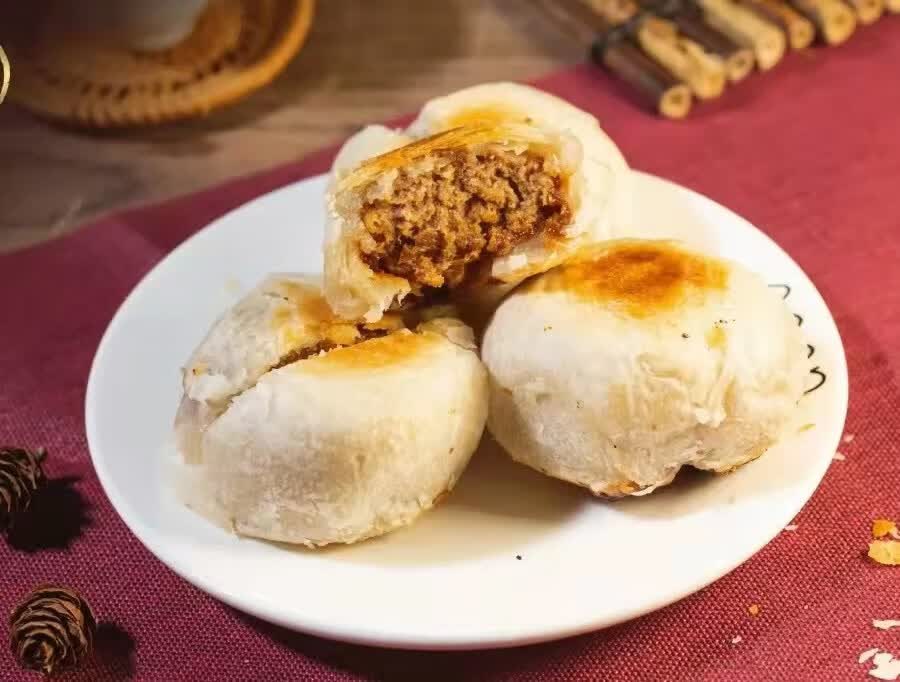 苏州美食特产胥城大厦鲜肉月饼蟹壳黄肉松芝麻10只一盒国内代购 鲜肉