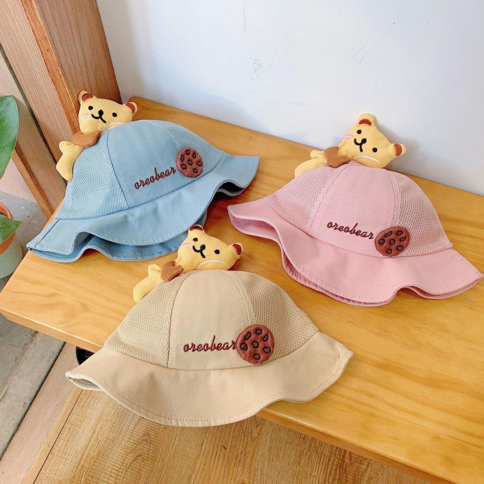 禾佳成新品儿童睡帽儿童帽子春秋薄款婴儿渔夫帽遮阳可爱超萌幼儿童帽