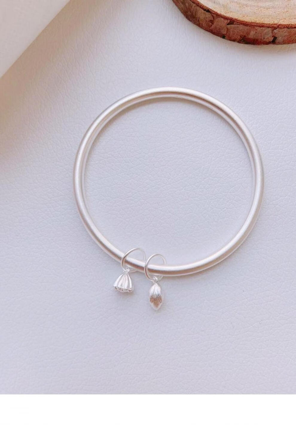 正生银饰店莲子莲蓬手镯女999足银荷荷莲心百搭两世欢古法银镯子 内