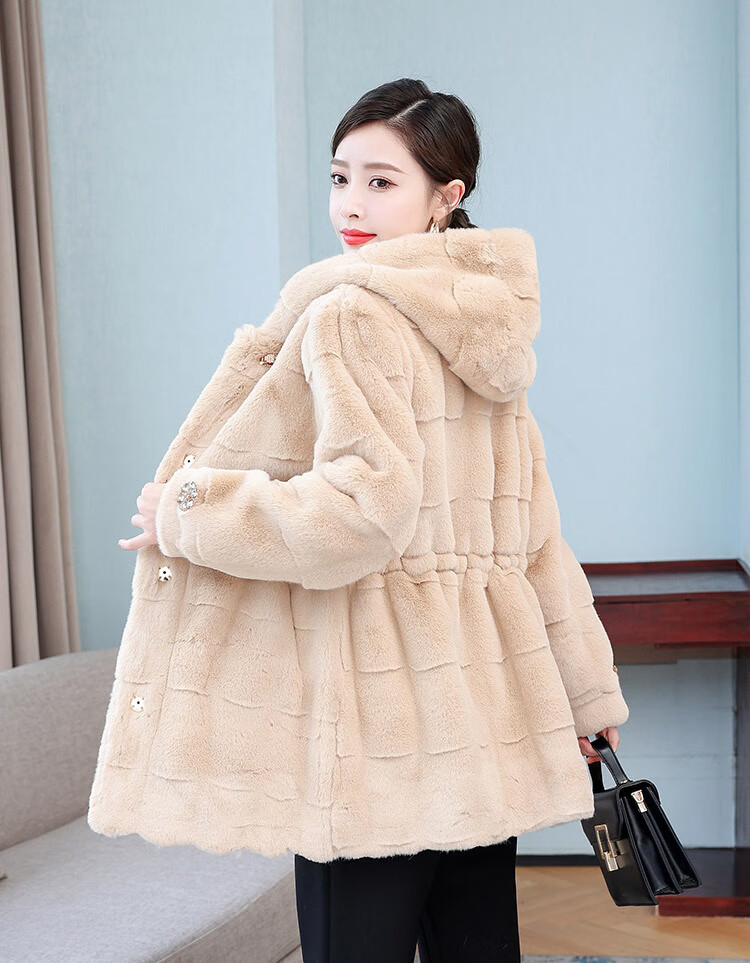 皮尔卡丹高档轻奢 皮草女貂皮中长款丹麦貂绒外套2022新季韩版加绒