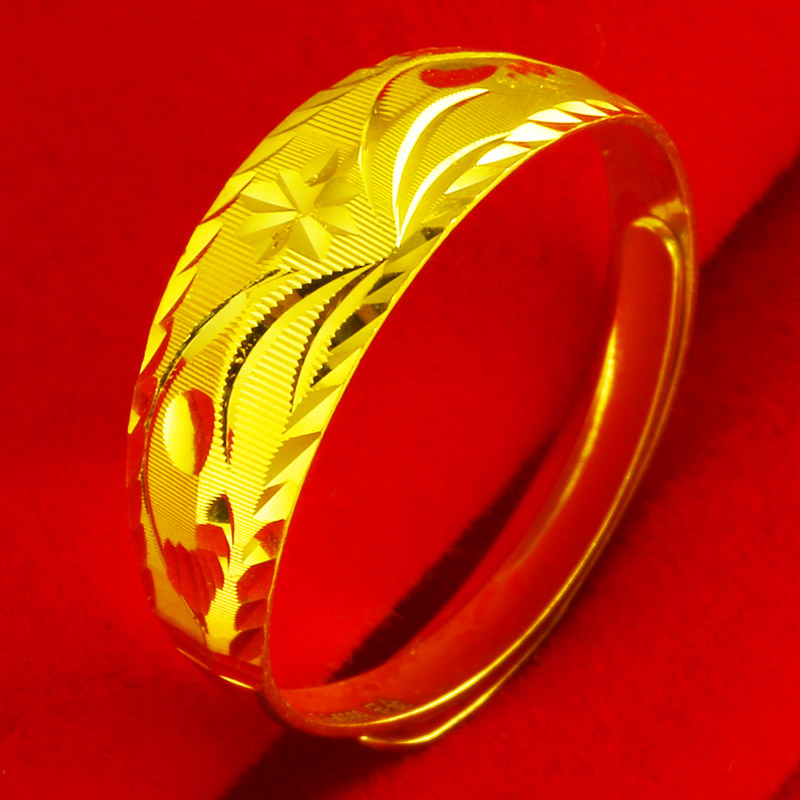 老凤凰黄金戒指9999足金男款龙凤戒车花纹活口素金饰品真金首饰轻女士