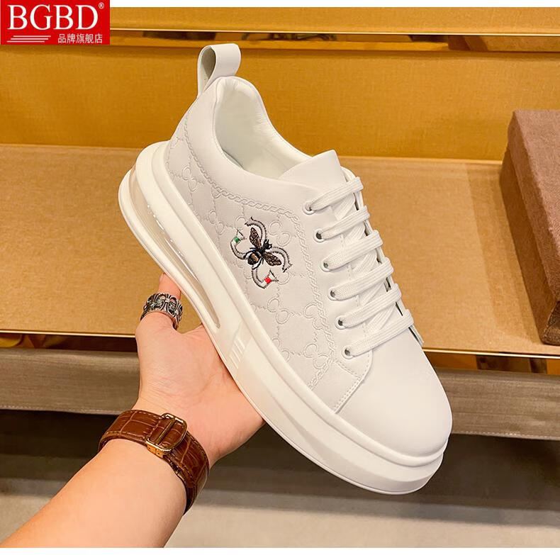 意大利bgbd品牌轻奢鞋子小蜜蜂男鞋潮牌欧货时尚小白鞋男百搭增高气垫