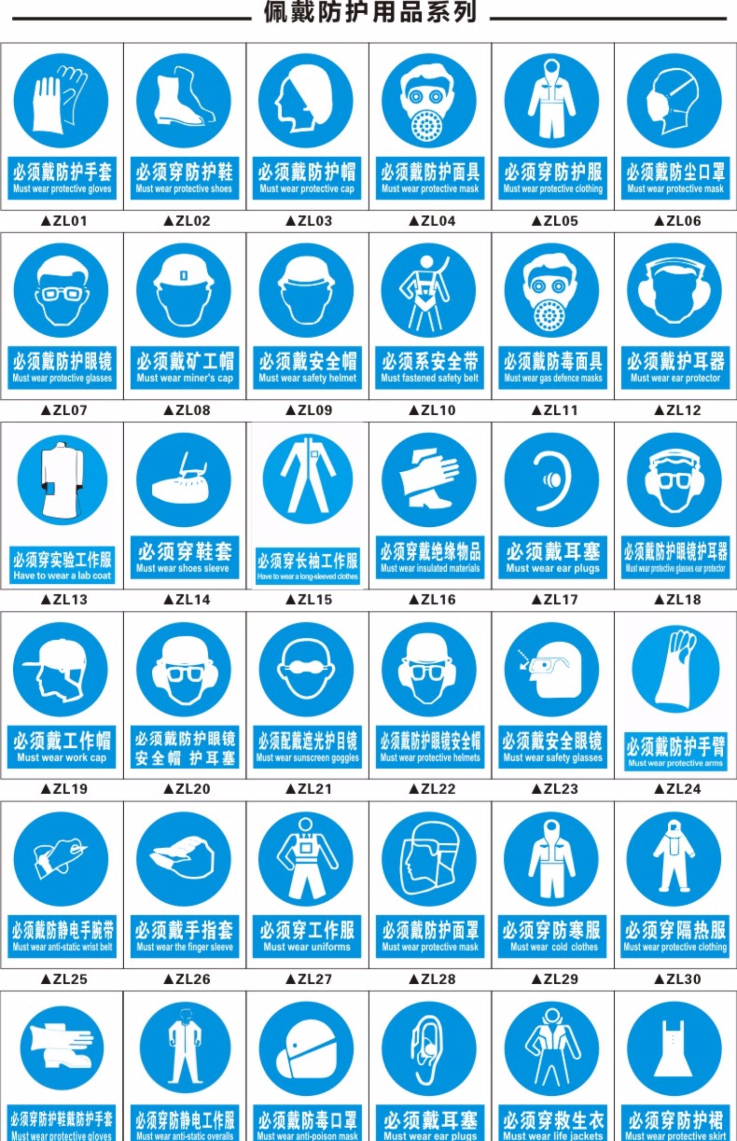 指令安全标识牌建筑施工必须戴安全旷工帽防护眼镜防毒面具消防通道