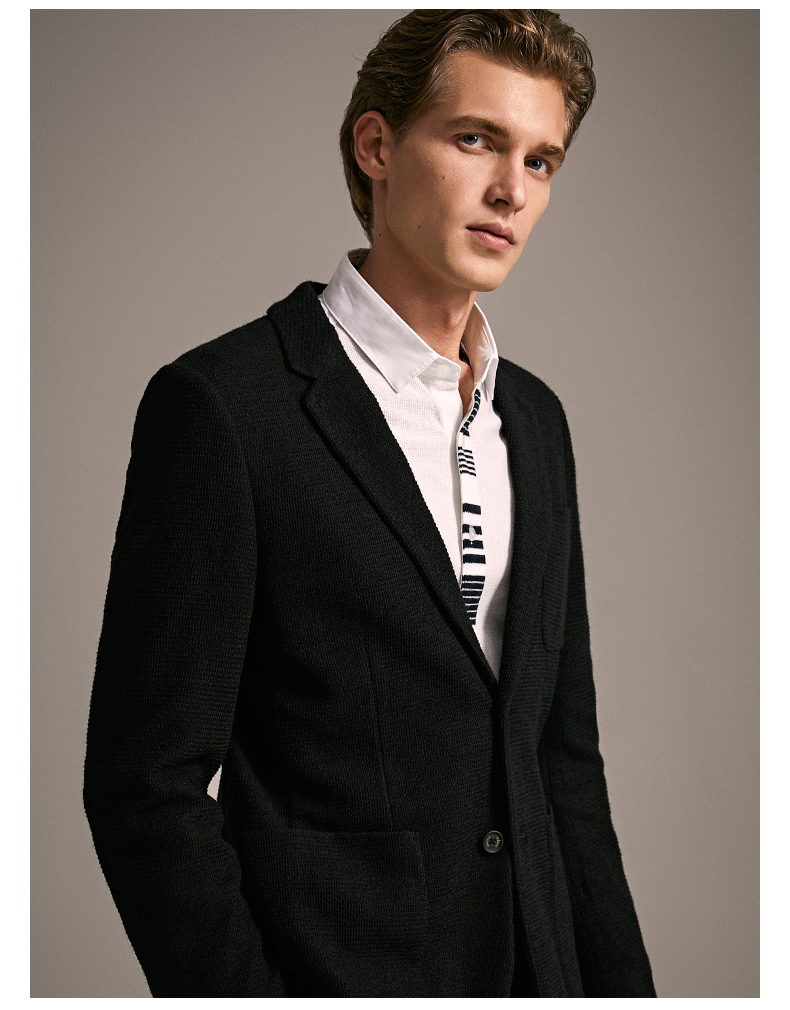 versino梵思诺男装2019新款秋季西装外套男黑色商务男士西服秋装98c