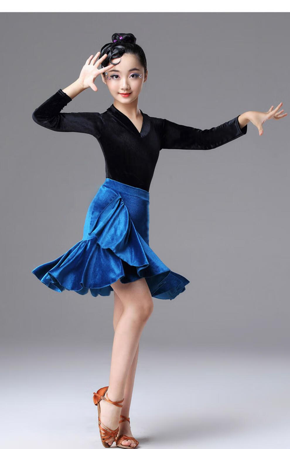 儿童拉丁舞裙儿童拉丁舞服装女童舞蹈衣服女孩练功服少儿比赛服演出服