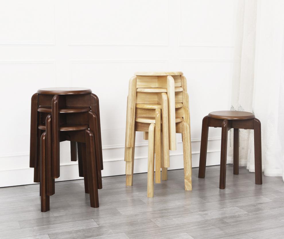 实木凳子家用板凳木头简约时尚小矮凳客厅现代圆凳子凳 原木色圆凳1只