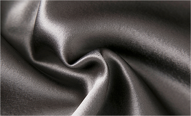 菲梦伊丝滑缎面醋酸连衣裙女夏季轻奢气质v领收腰中长款开叉裙子