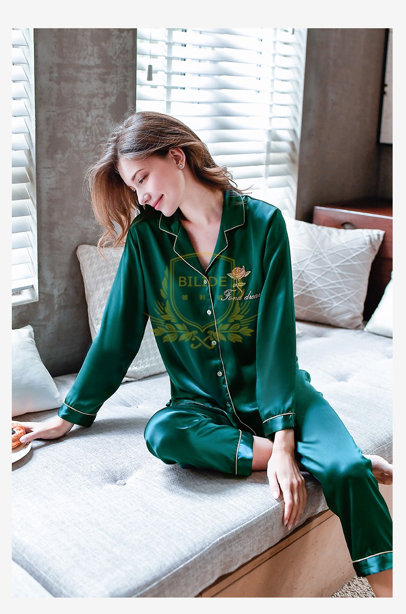 bilide轻奢品牌女士真丝睡衣套装女高级感桑蚕丝睡衣高档长袖真丝家居