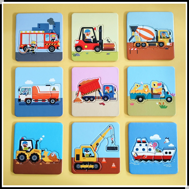 适合两岁男孩子的玩具儿童汽车拼图交通工具大块2-3岁宝宝入门级简单