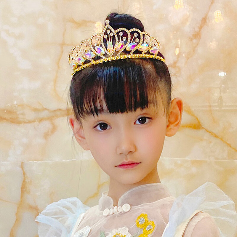 头饰公主女童发卡王冠宝石发箍彩色钻石女孩水晶小孩发饰轻奢儿童品牌