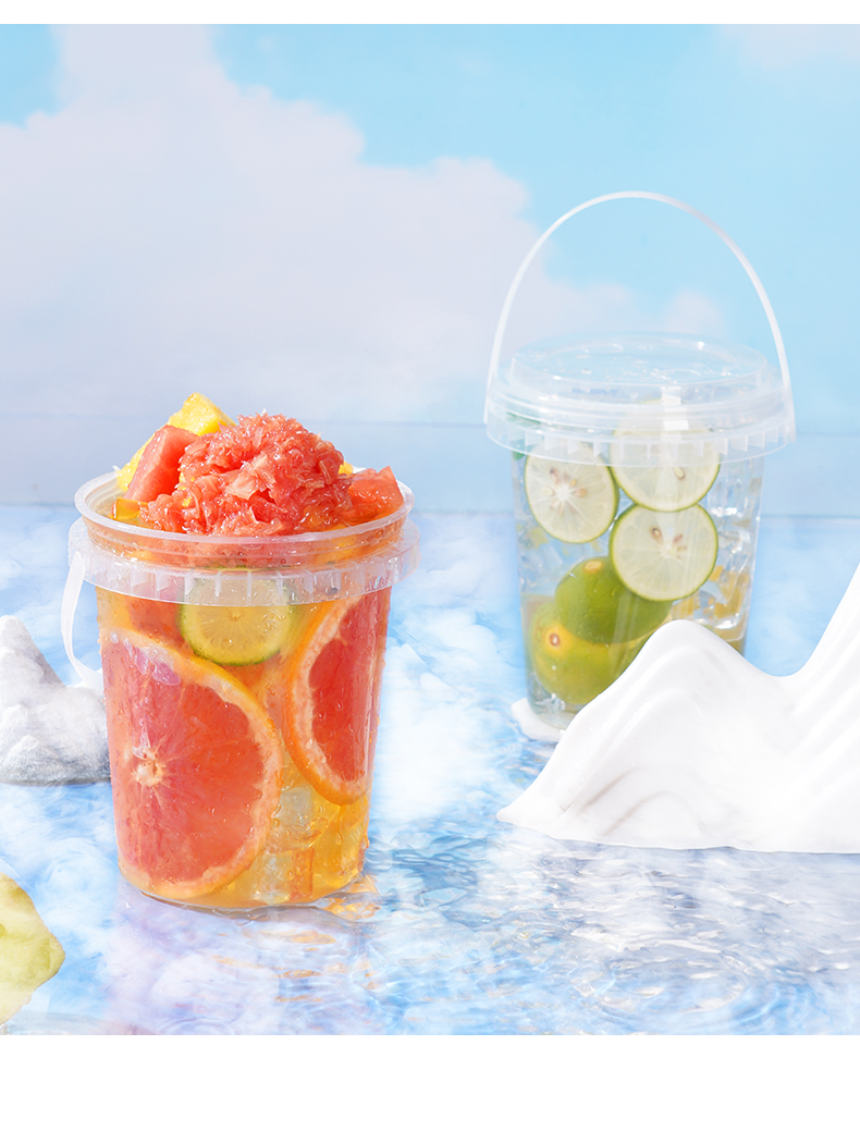 奶茶桶 手提奶茶冰粉1000ml大容量大桶网红霸王桶1升 1000ml桶 吸管10