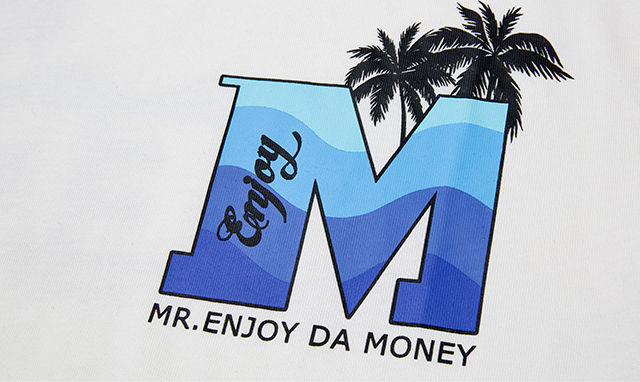 mem国潮椰树印花字母短袖男情侣t恤街头嘻哈潮流上衣女 黑色 棉 s