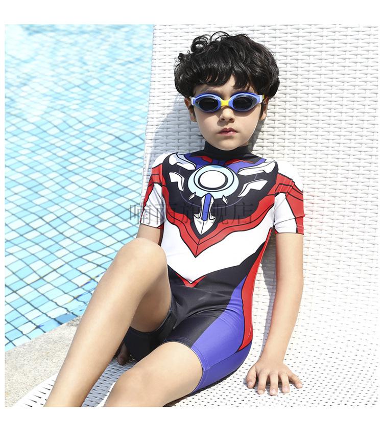 儿童沙滩泳衣裤男童奥特曼衣服连体温泉游泳衣速干防晒小孩蜘蛛侠欧布