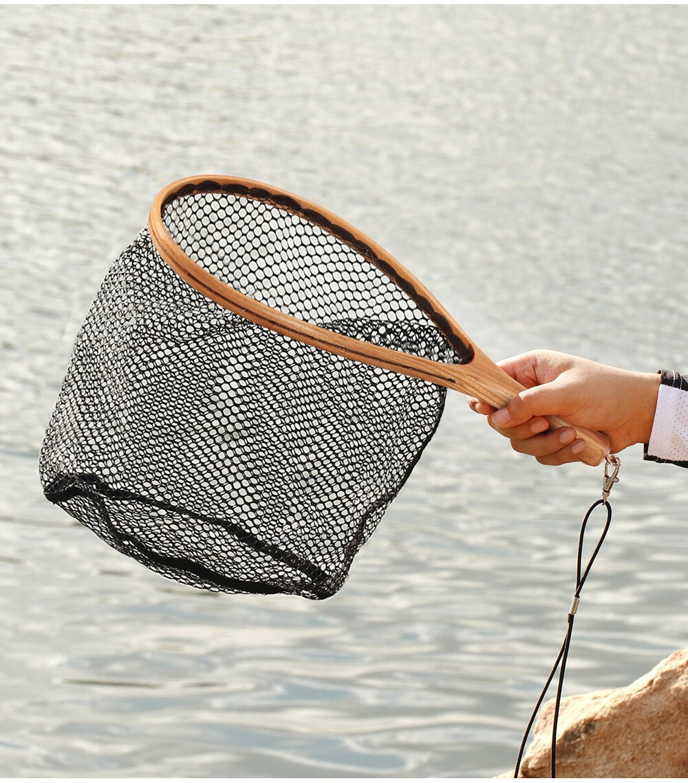 路亚溪流抄网微物便携路亚马口木质小抄网 中号 榆木抄网【图片 价格