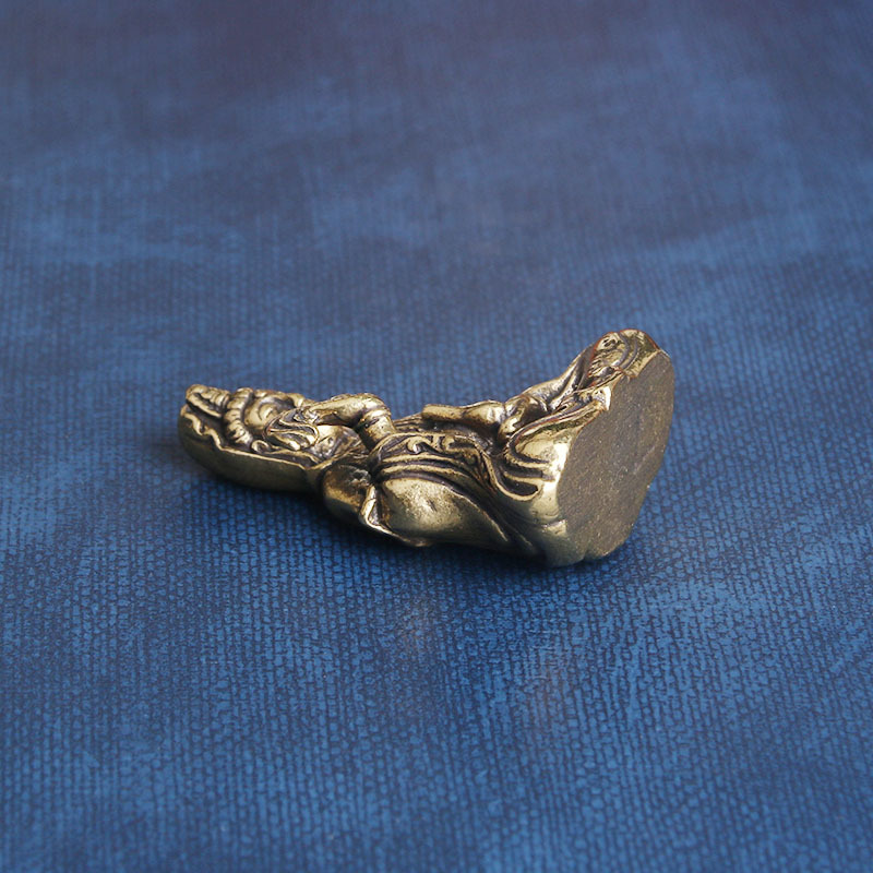 纯黄铜拂尘净瓶观音像桌面摆件宗教供奉菩萨铜像工艺品老铜器 仿古做