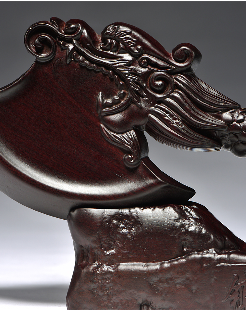 结婚新居搬家乔迁开业送礼品 黑檀精雕龙斧头【长50cm赠底座】【图片