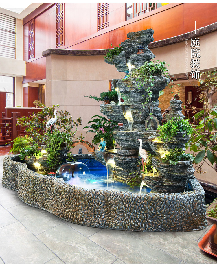 qwc 大型庭院装饰假山流水喷泉水系景观花园院内鱼池阳台户外鱼缸造景