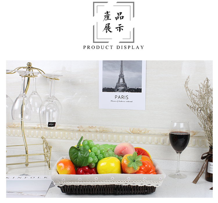 柳编编收纳筐桌面小号筐蓝水果篮子编织艺杂物零食框原色麻布小花3525