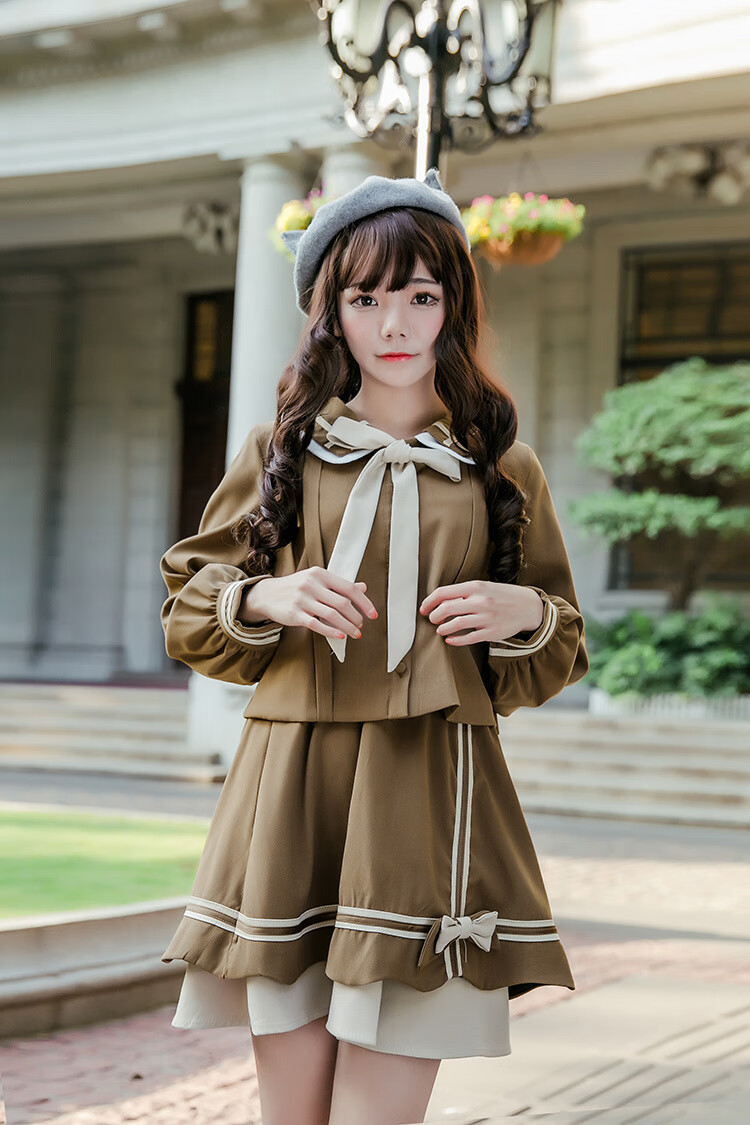 唤伊 洛丽塔洋装软妹秋学生日常jk制服 女学院风两水手服连衣裙套装