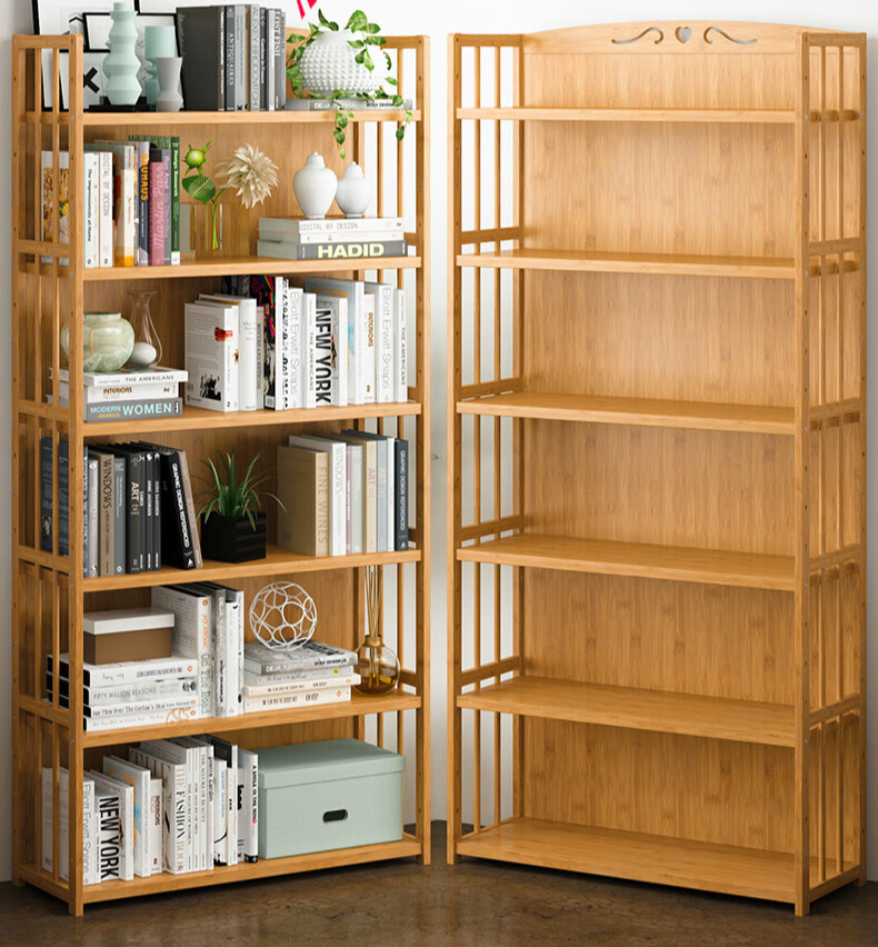 年货节竹书柜书架简单简约现代学生落地书架简易书架学生书柜多层桌上