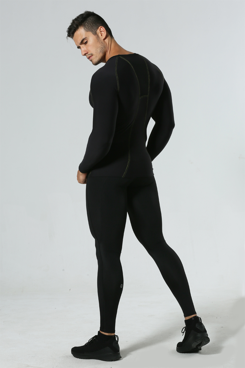 运动紧身衣男加绒弹力速干健身t恤马拉松跑步训练健美服长跑紧身衣