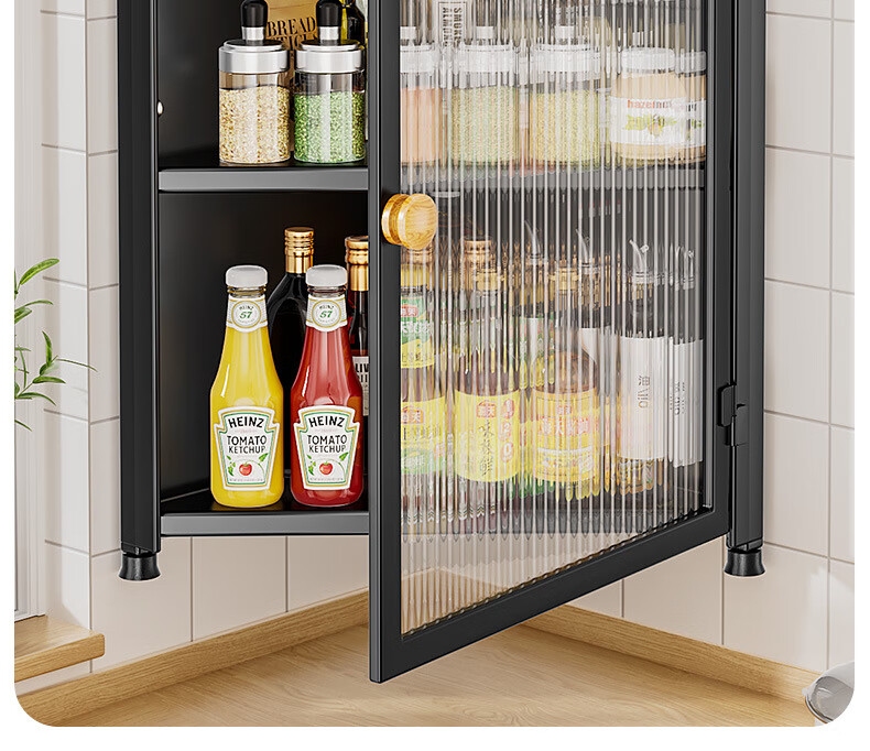 厨房调料壁挂柜置物架免打孔调味品墙上油盐酱醋三角带门储物 壁挂带