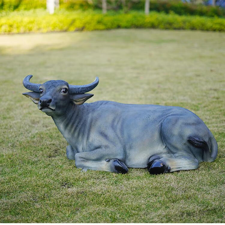 笼趣仿真牧童骑水牛雕塑摆件黄牛户外园林景观农耕装饰大型假动物模型