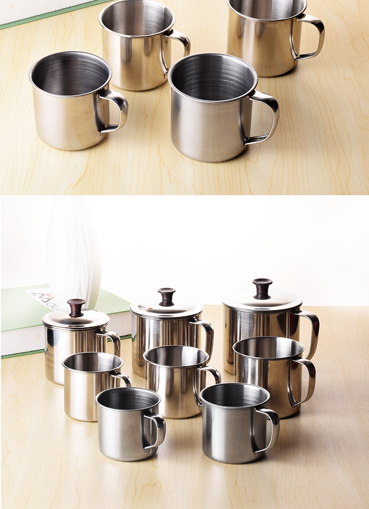 杯子304不锈钢口杯带盖茶缸子带手柄铁杯子家用幼儿园儿童小水杯刻字