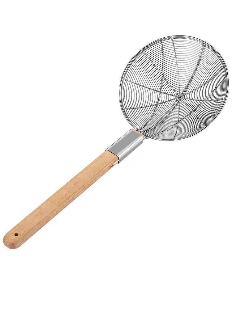 大号不锈钢漏勺过滤网笊篱厨房商用捞面勺超细漏网捞篱家用捞勺 银色