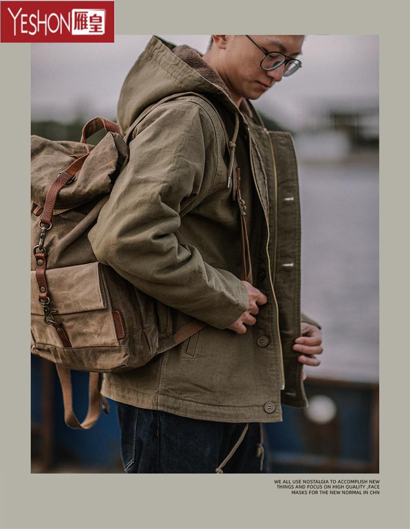 n1海军甲板服复古工装连帽棉服加绒加厚 阿美咔叽n1甲板服羊羔绒外套