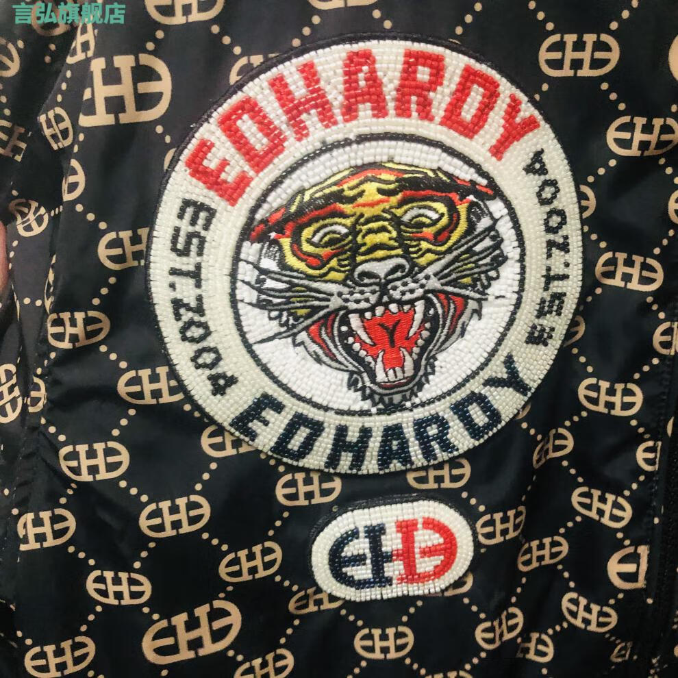hardy 埃德哈迪 ed 2022潮牌虎头烫钻ed章仔老虎刺绣口袋工装立领夹克