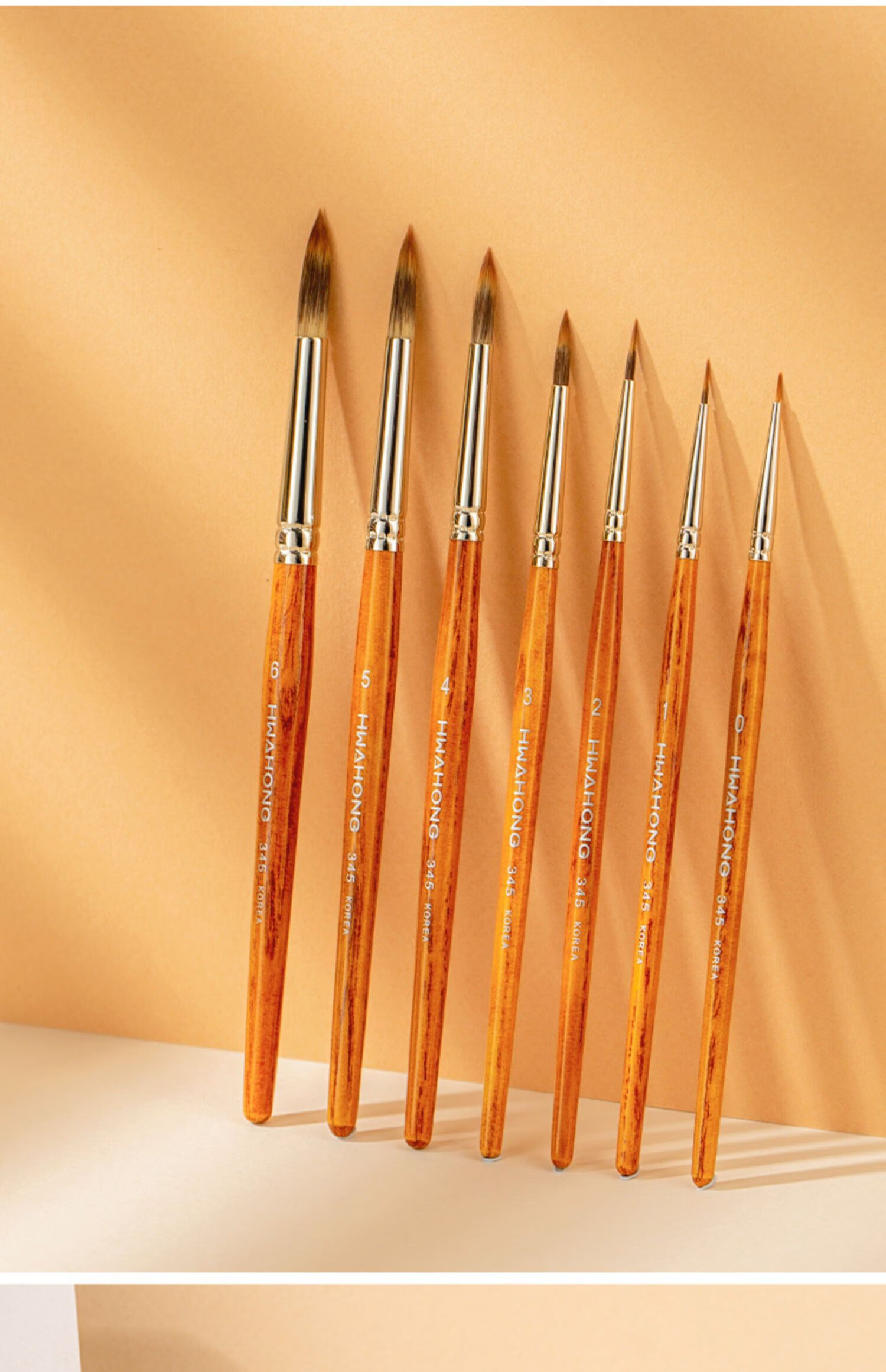 hwahong华虹345木杆水彩画笔极细绘画勾线笔面相美甲笔345系列0