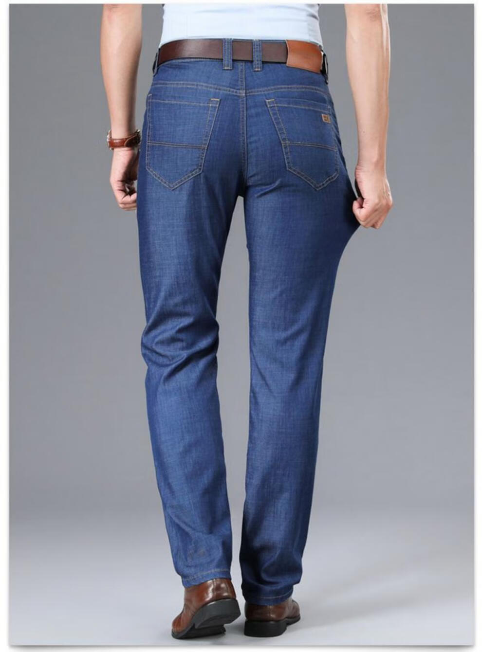 lee牛仔裤男天丝直筒宽松夏季薄款长裤商务休闲夏天男裤 深灰-9027