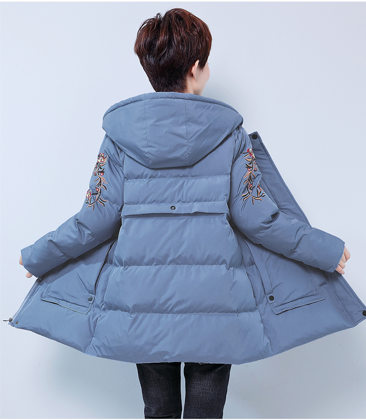 冬季棉袄外套女中长款2019新款40-50岁中年妈妈棉衣宽松连帽棉服579