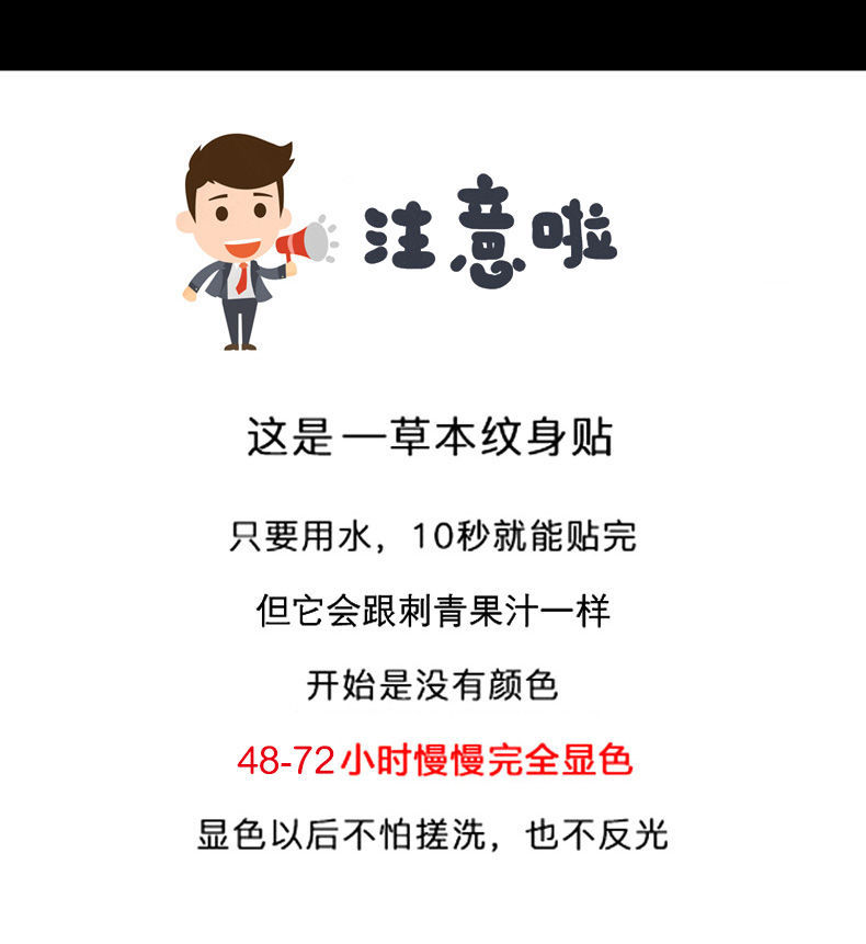 梵文草本纹身贴半男女防水性感情侣花臂藏文仿真刺青果汁及时行乐一张