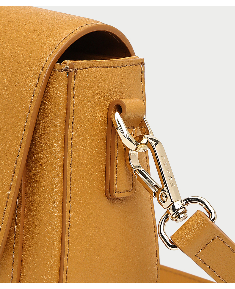 红谷hongu单肩包包女士2022新款斜挎包牛皮马鞍包质感 漆黑【图片