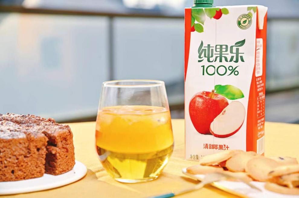纯果乐果汁 苹果汁果汁橙汁葡萄汁1l大瓶装 三口味随机*2盒【图片