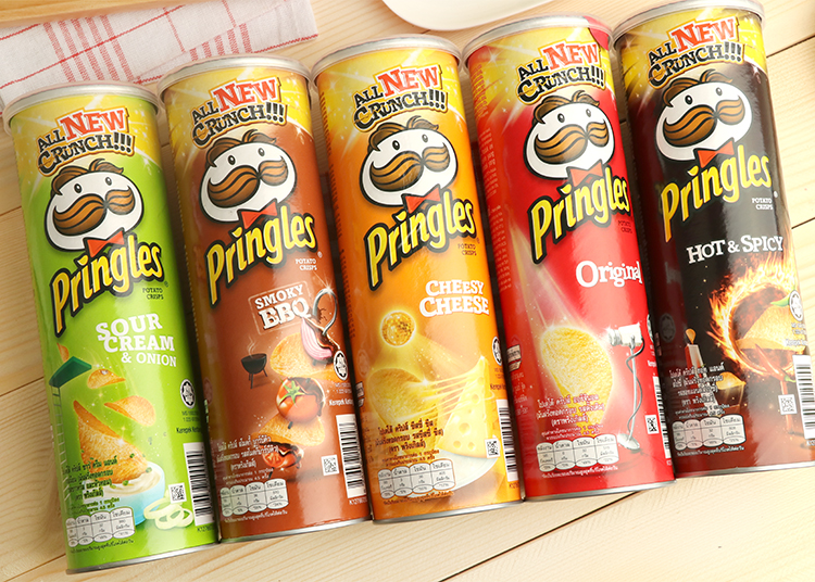 猫村长美国品客薯片酸奶洋葱芝士烧烤原味158g进口罐装马铃薯片休闲